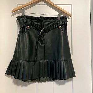Hunter green, faux leather skirt, size medium